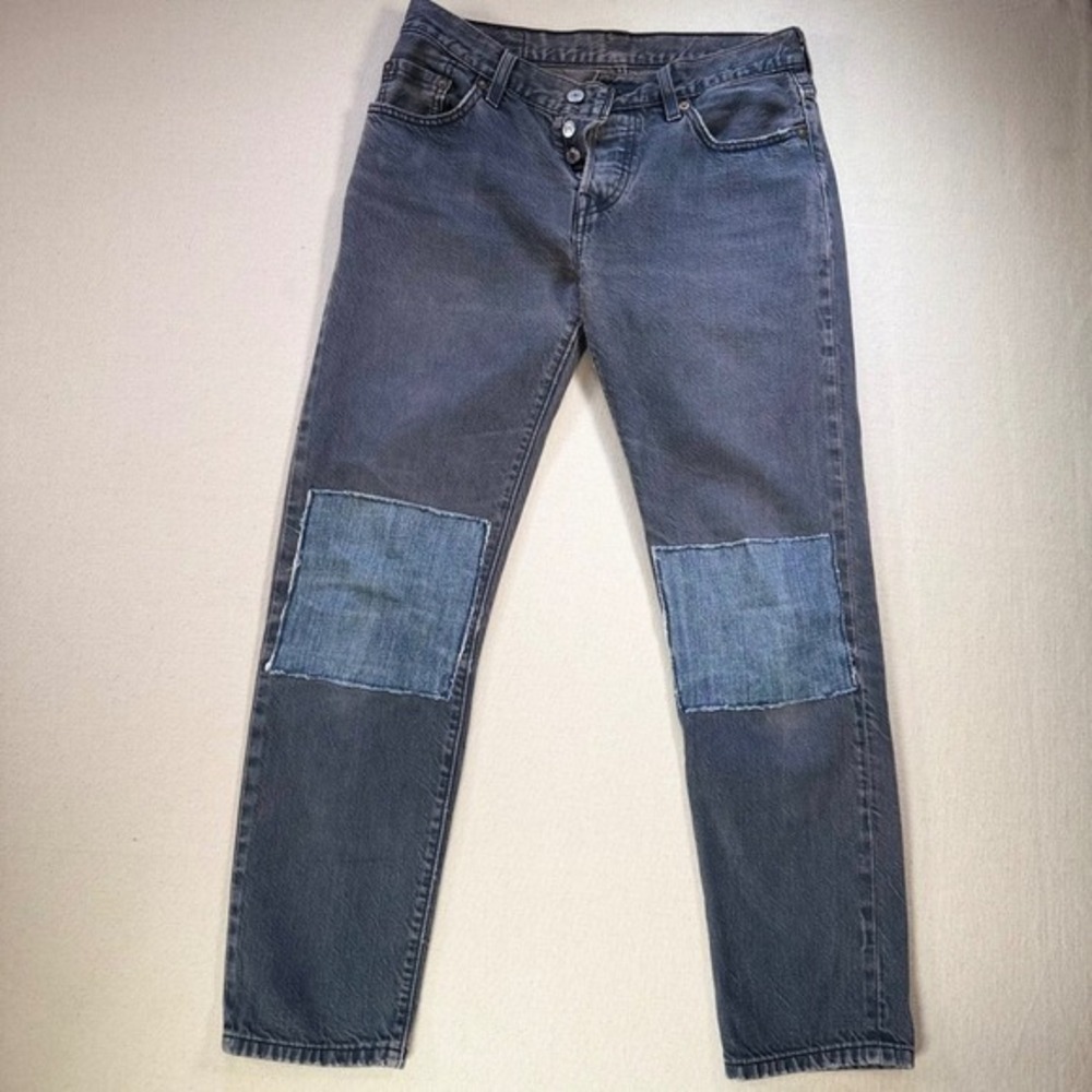 Levi's 501 Selvedge Denim Faded Black With Patch Knee 28 X 28 (25x32) 2015